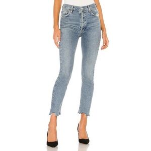 AGOLDE Nico Hi Rise Raw Hem Jeans in Rooted